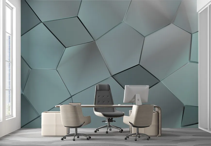 کاغذ دیواری سه بعدی مدرن طرح هندسی