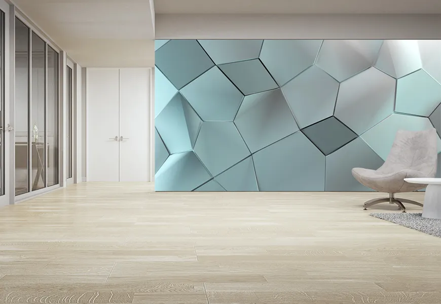 کاغذ دیواری سه بعدی مدرن طرح هندسی