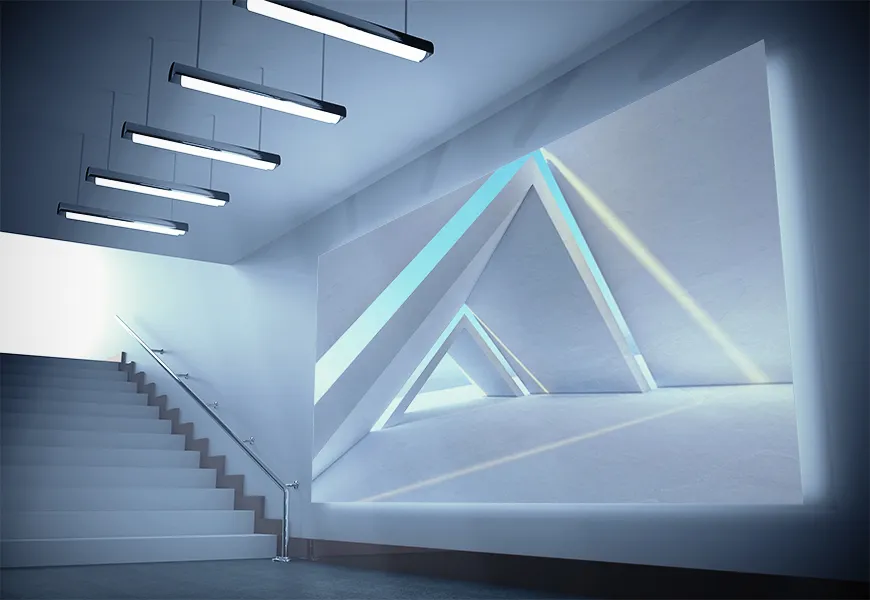کاغذ دیواری سه بعدی مدرن طرح هندسی نور منشور