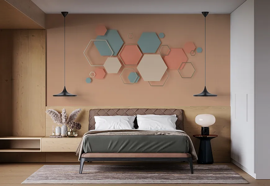پوستر دیواری اسپرت اتاق خواب طرح چند ضلعی