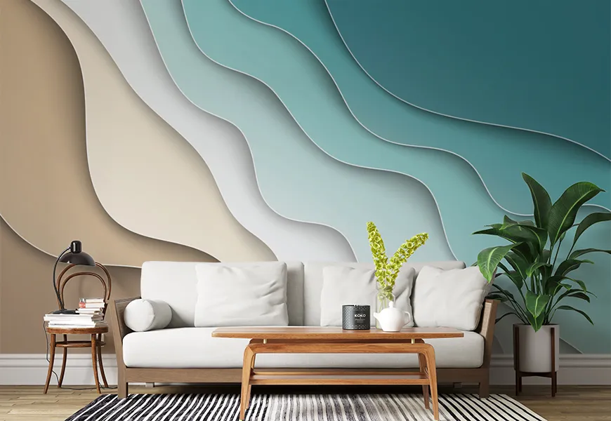 پوستر دیواری سه بعدی اسپرت پذیرایی طرح موج دریا