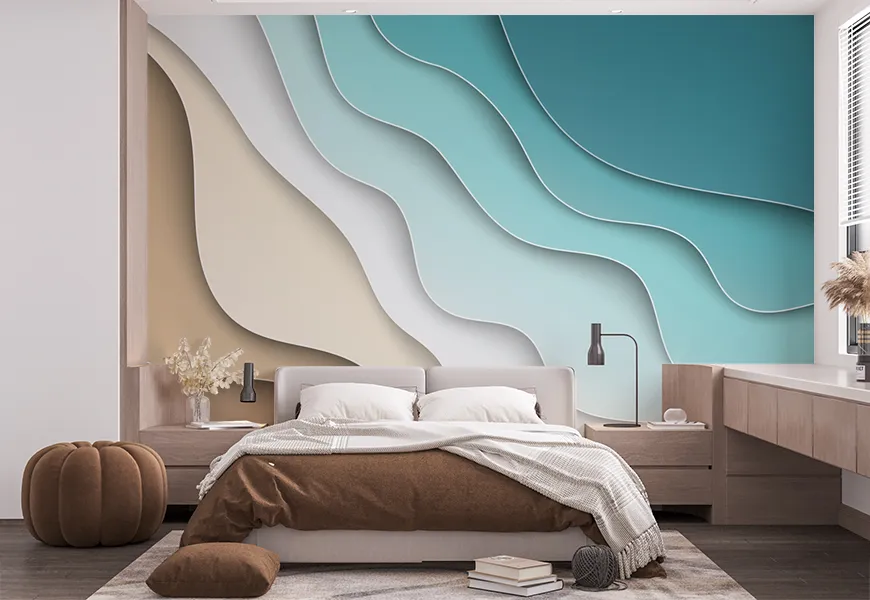 پوستر دیواری سه بعدی اسپرت اتاق خواب طرح موج دریا