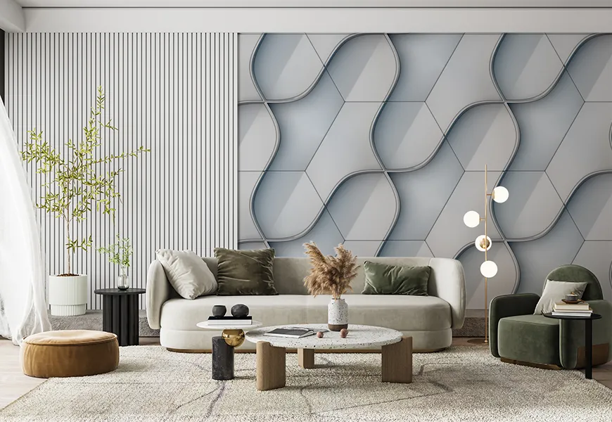 پوستر دیواری سه بعدی اسپرت طرح هندسی چند ضلعی