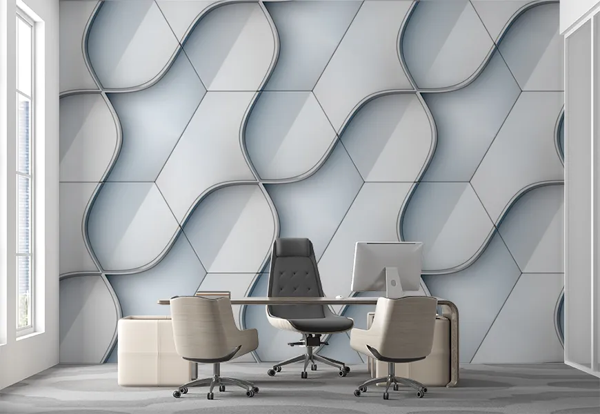 پوستر دیواری سه بعدی اسپرت اداری طرح هندسی چند ضلعی