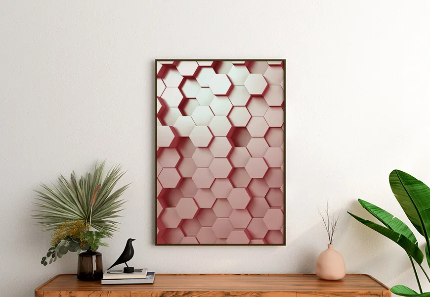 پوستر دیواری سه بعدی اسپرت طرح هندسی شش ضلعی