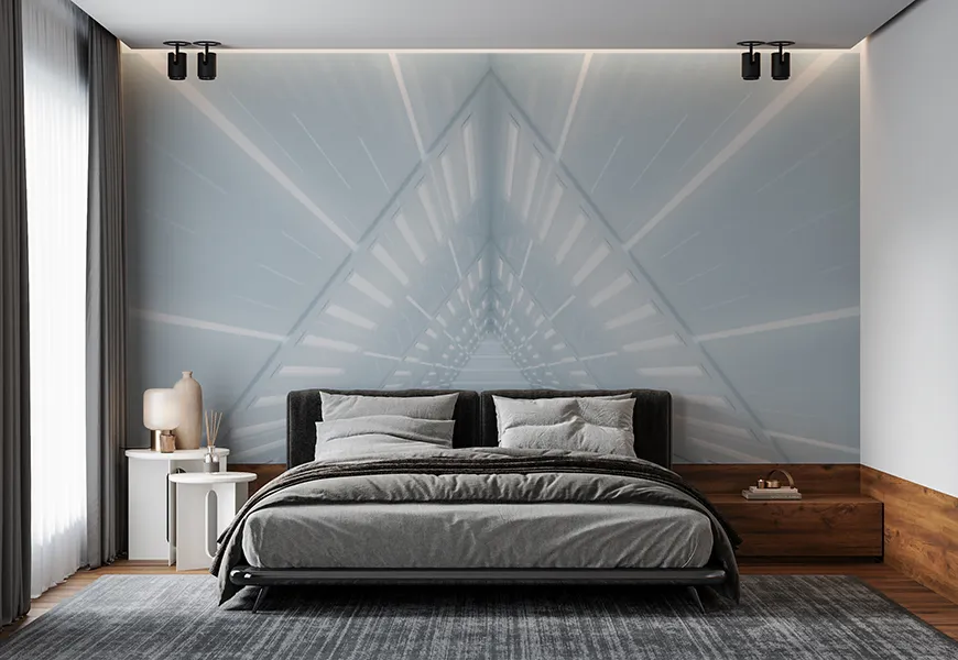 پوستر دیواری سه بعدی اسپرت طرح تونل سفینه فضایی مثلثی