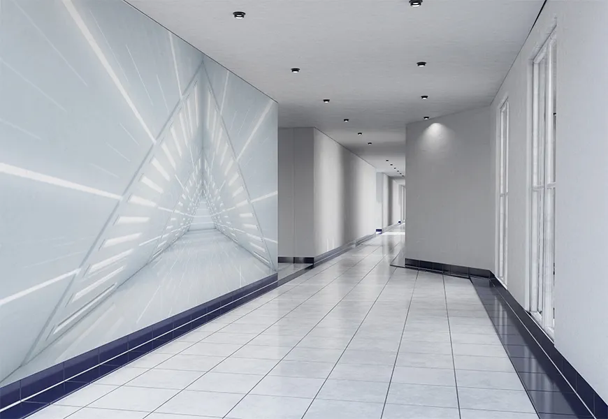 پوستر دیواری سه بعدی اسپرت طرح تونل سفینه فضایی مثلثی