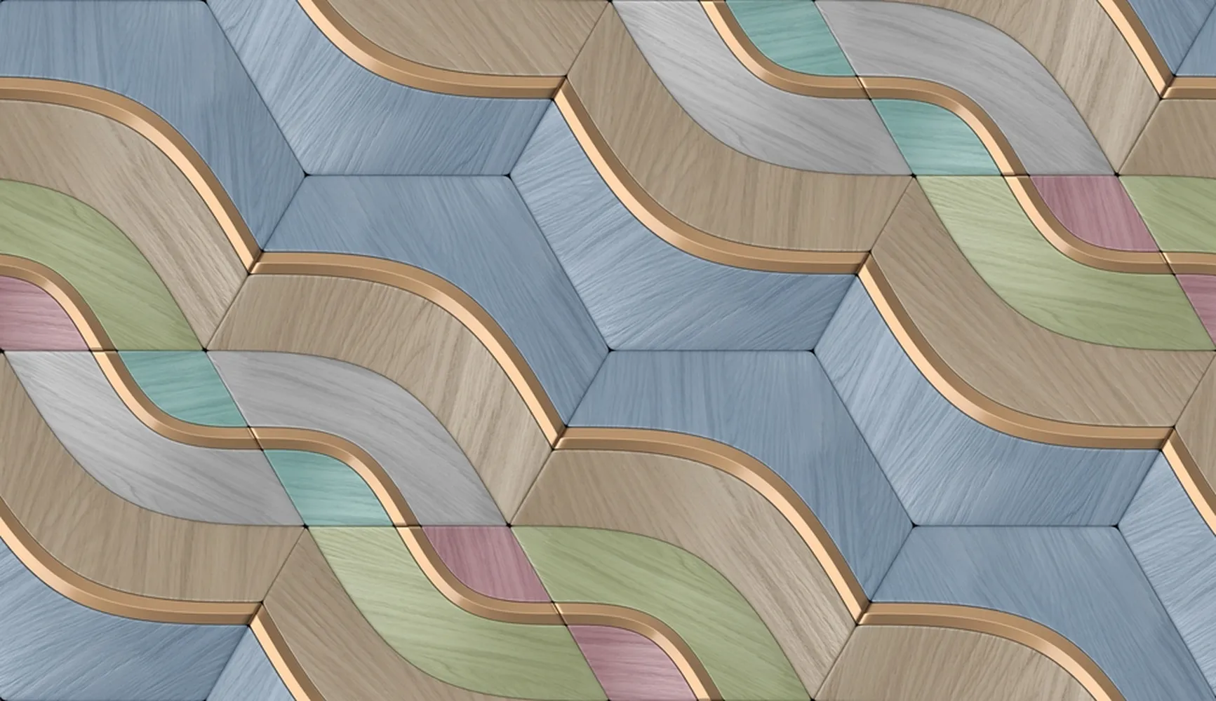 پوستر سه بعدی مدرن هندسی طرح چوب رنگی