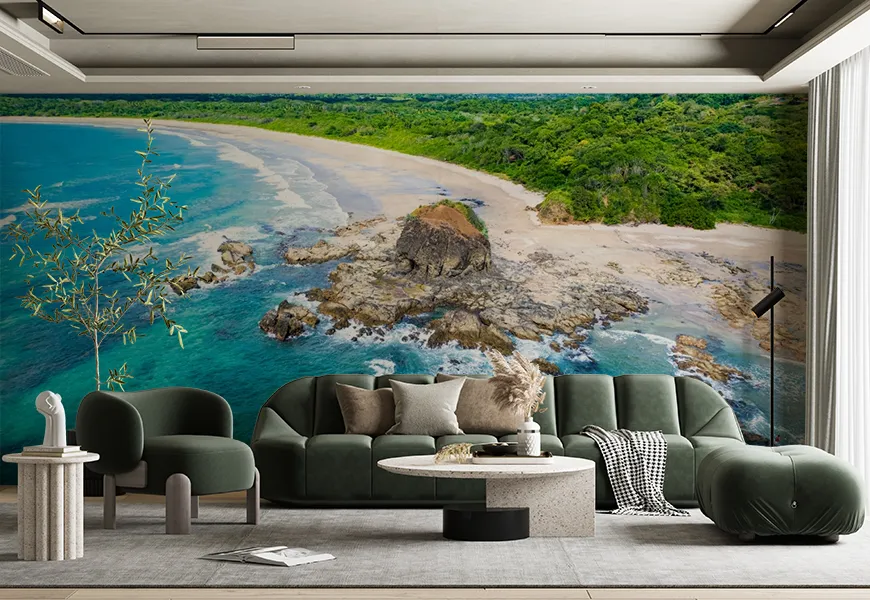 پوستر دیواری سه بعدی طرح نمای هوایی از دریا