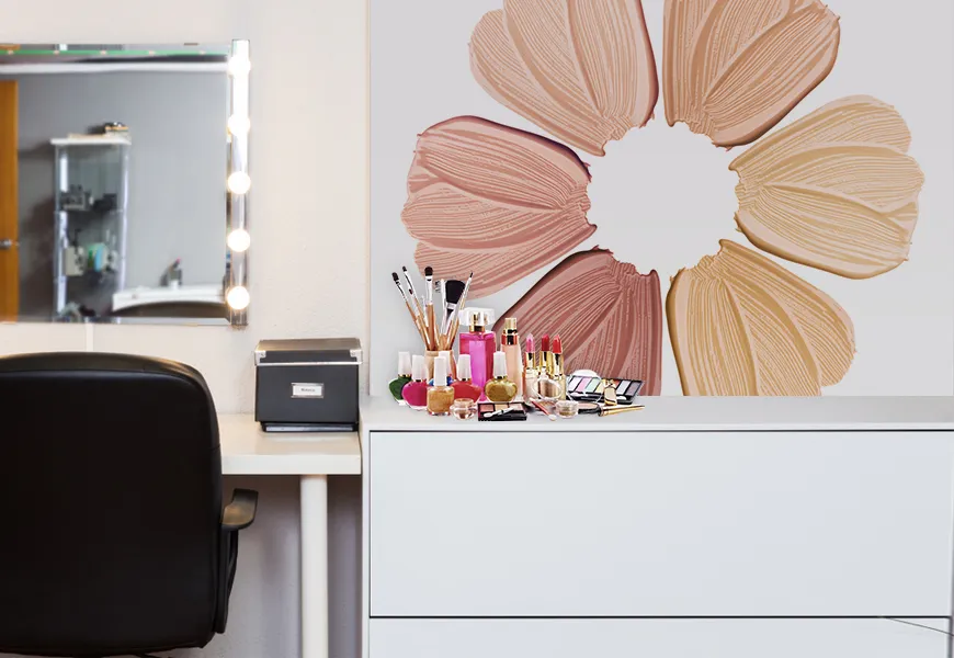 کاغذ دیواری آرایشگاه زنانه طرح گل برجسته مفهومی