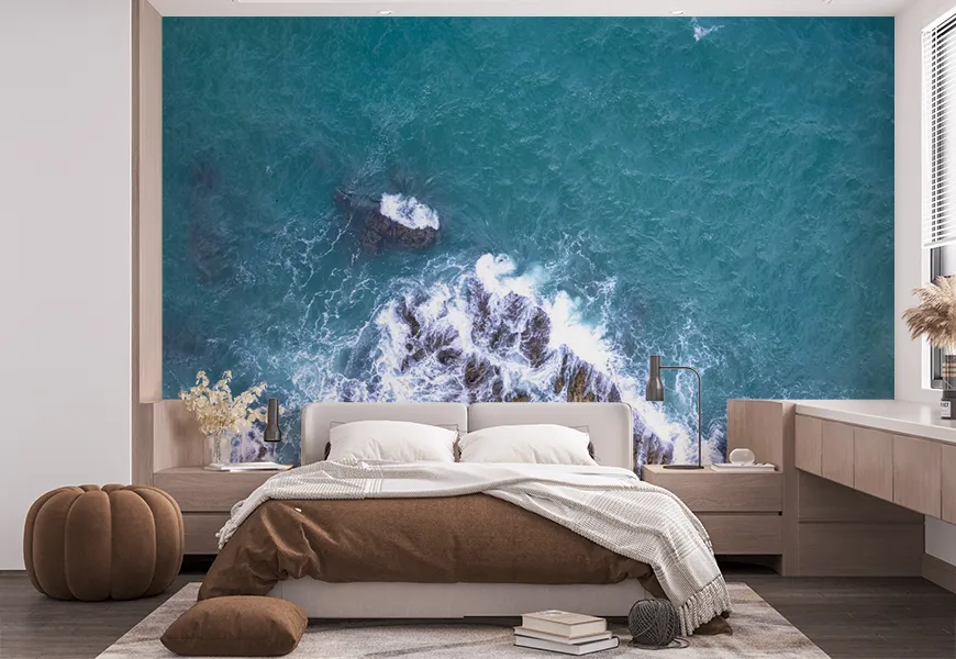 پوستر دیواری سه بعدی طرح سقوط امواج دریا