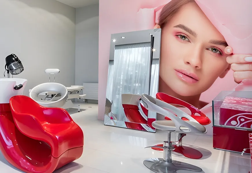 پوستر سه بعدی آرایشگاه زنانه طرح صورت دختر