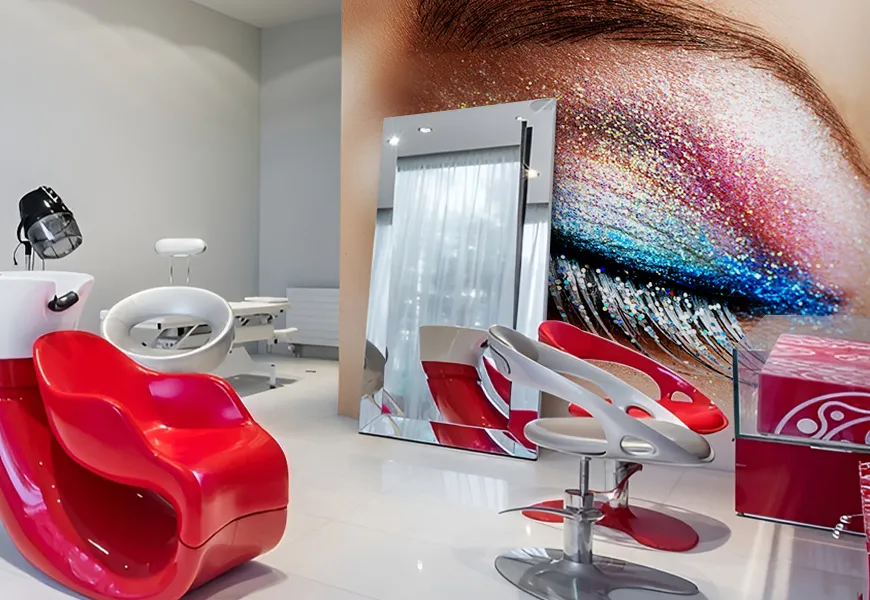 پوستر سه بعدی آرایشگاه زنانه طرح چشم میکاپ