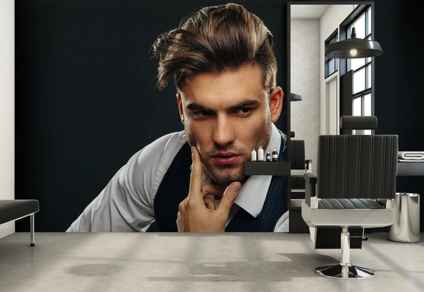 پوستر آرایشگاه مردانه طرح مرد خوش تیپ