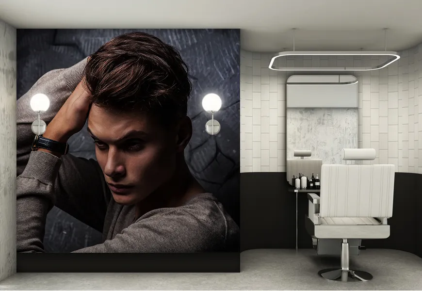 پوستر آرایشگاه مردانه طرح مرد جوان خوش تیپ