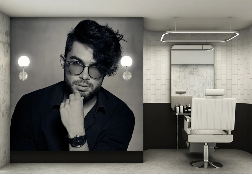 پوستر آرایشگاه مردانه طرح مرد جذاب