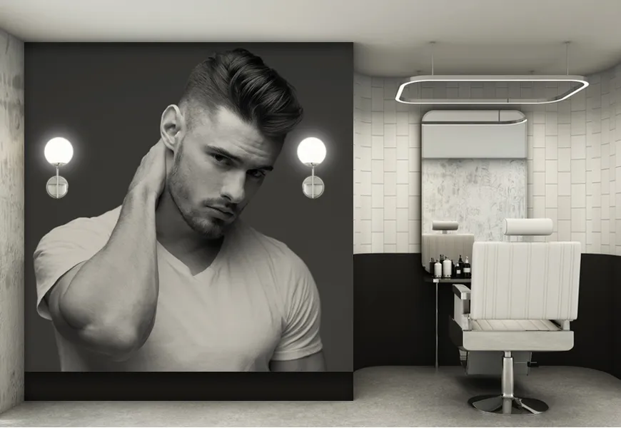 پوستر آرایشگاه مردانه طرح پرتره مرد جوان