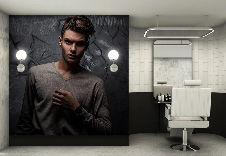 پوستر آرایشگاه مردانه طرح پسر خوش تیپ