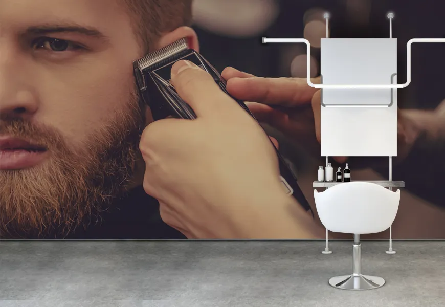 کاغذ دیواری آرایشگاه مردانه طرح اصلاح ریش