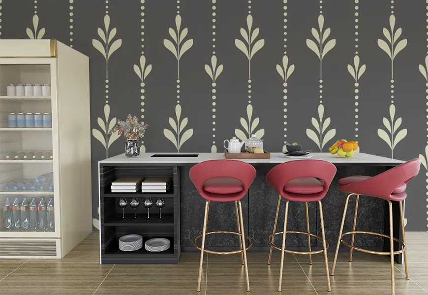 کاغذ دیواری سه بعدی آشپزخانه طرح گل هندسی