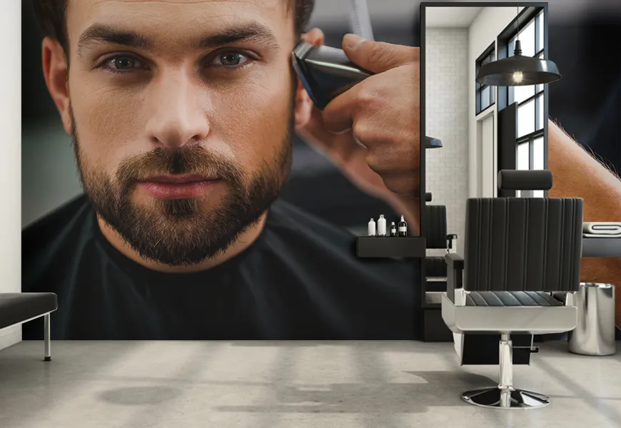 پوستر آرایشگاه مردانه طرح اصلاح موی مرد