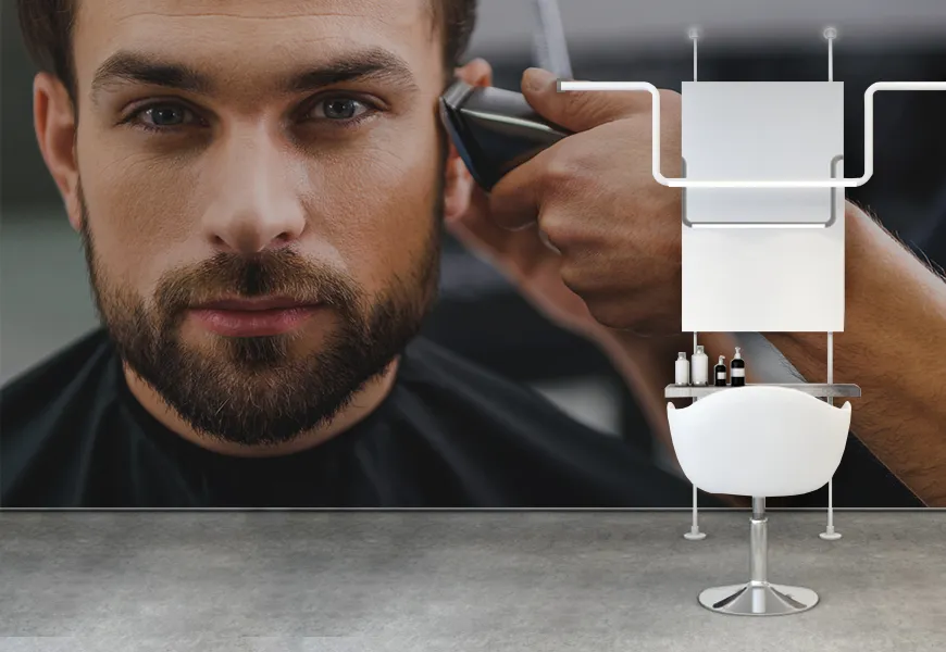 پوستر آرایشگاه مردانه طرح اصلاح موی مرد
