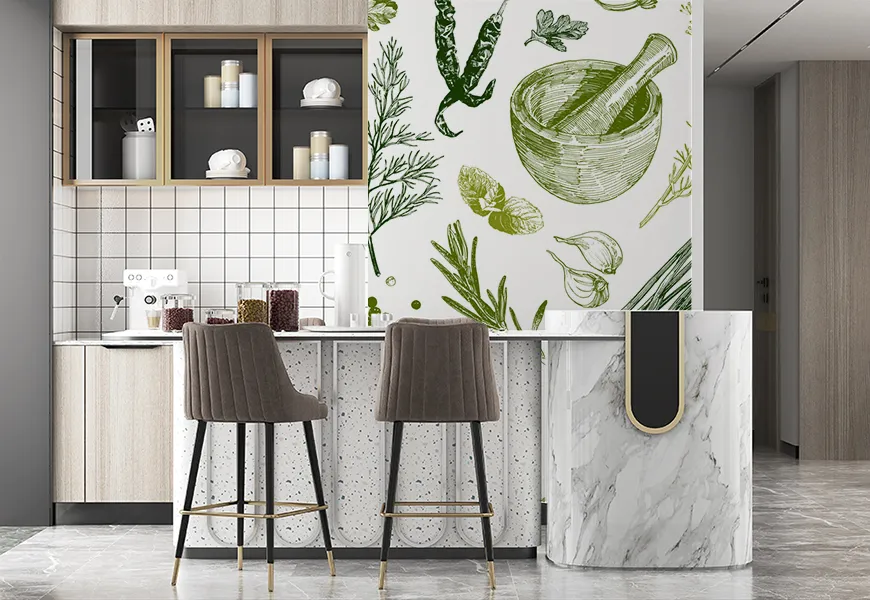 پوستر دیواری سه بعدی آشپزخانه طرح ادویه جات