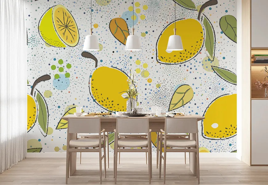 کاغذ دیواری سه بعدی آشپزخانه طرح لیمو