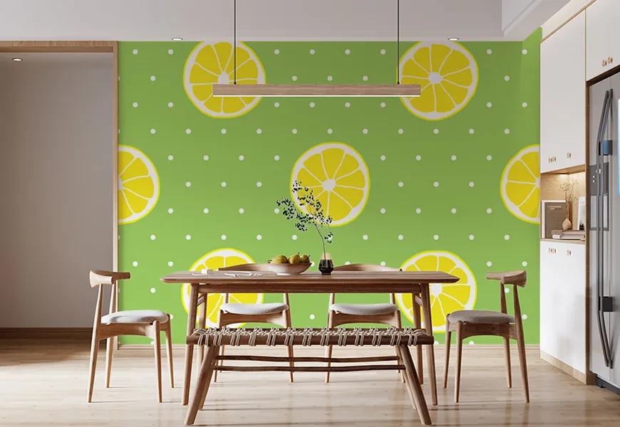 کاغذ دیواری سه بعدی آشپزخانه طرح برش لیمو