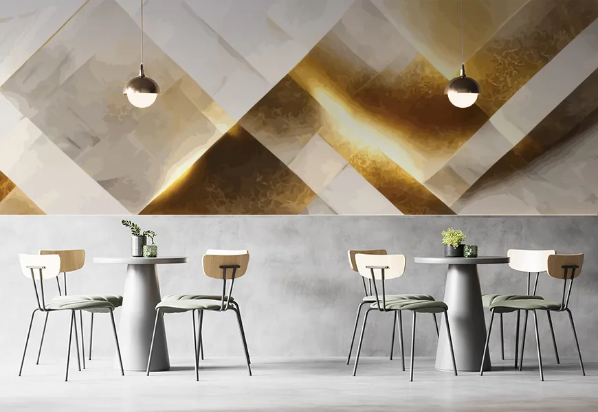 پوستر دیواری سه بعدی رستوران طرح سنگ مرمر
