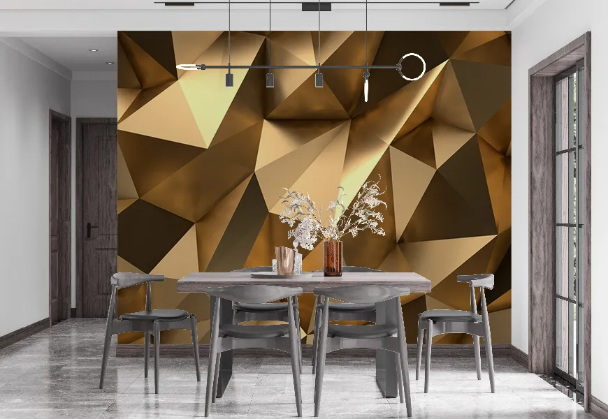 پوستر دیواری سه بعدی رستوران طرح مثلت برجسته