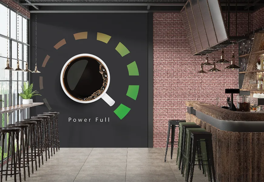 پوستر دیواری سه بعدی کافی شاپ طرح قدرت قهوه