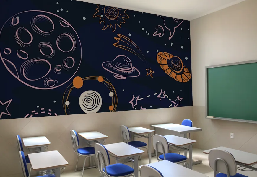پوستر سه بعدی مدرسه طرح نقاشی کهکشان