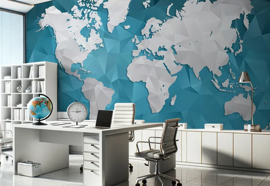 پوستر سه بعدی آژانس مسافرتی طرح نقشه جهان