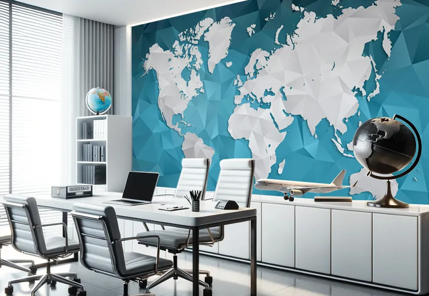 پوستر سه بعدی آژانس مسافرتی طرح نقشه جهان