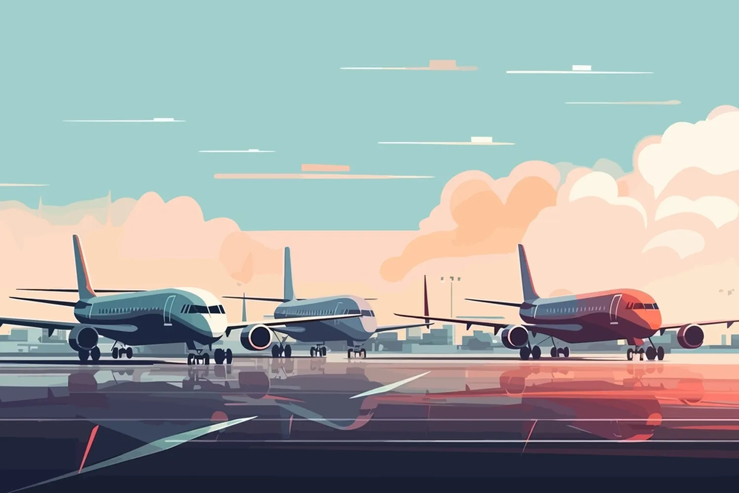 پوستر سه بعدی آژانس مسافرتی طرح نقاشی فرودگاه