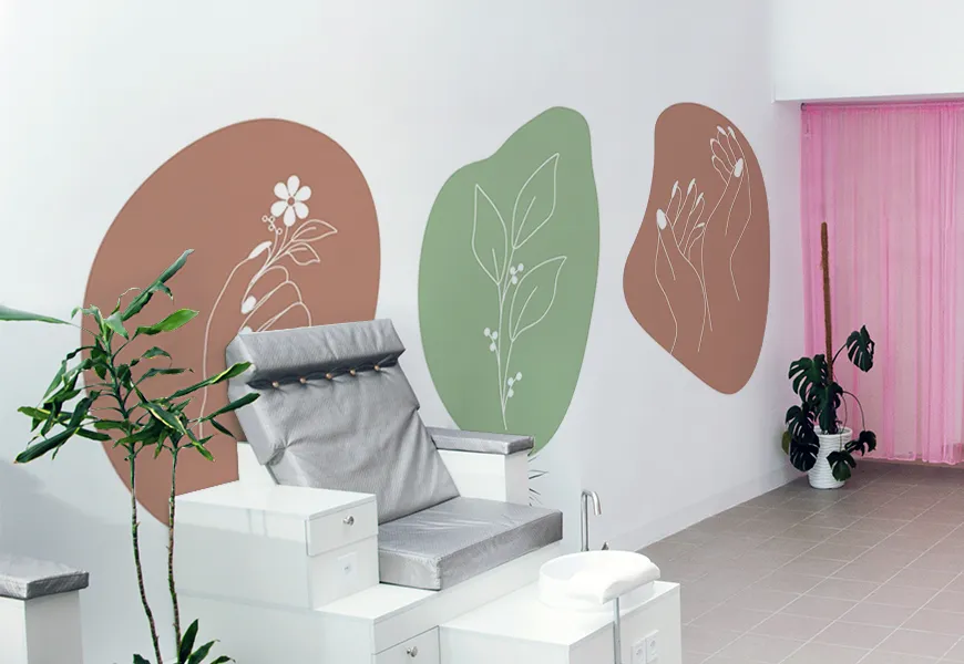 پوستر دیواری سه بعدی سالن خدمات ناخن طرح نقاشی دست زنانه