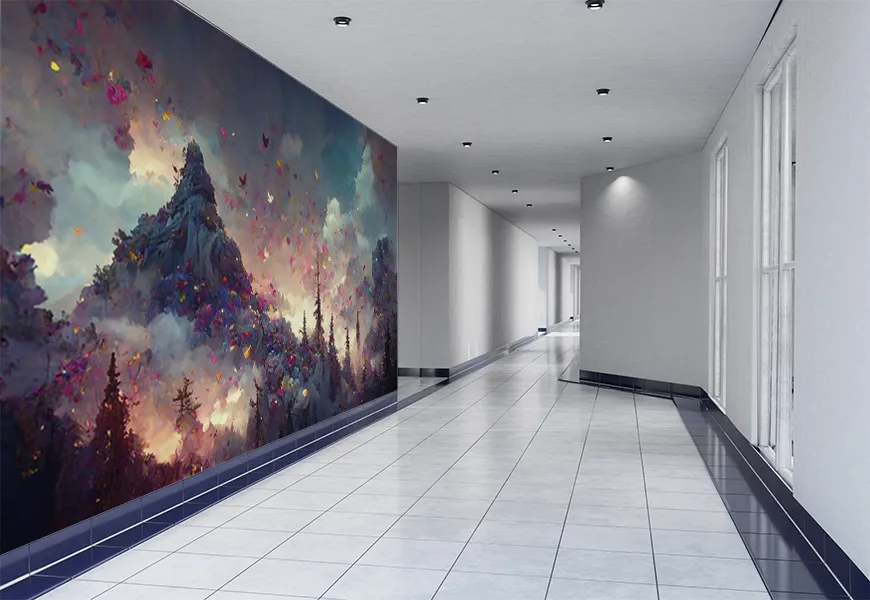 پوستر دیواری سه بعدی فانتزی طرح منظره کوهستان