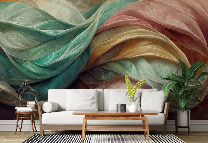 پوستر دیواری سه بعدی فانتزی طرح امواج فراکتال رنگی