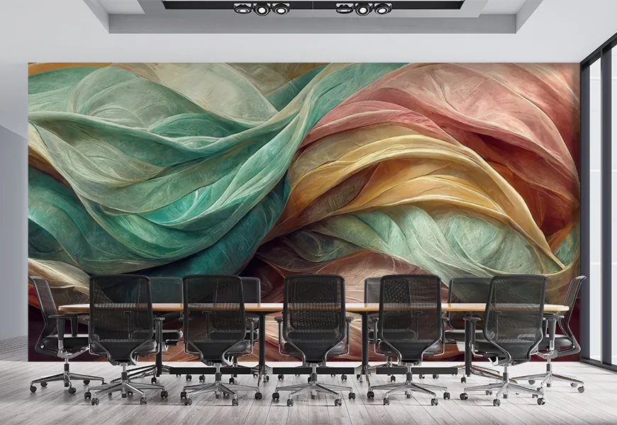 پوستر دیواری سه بعدی فانتزی طرح امواج فراکتال رنگی