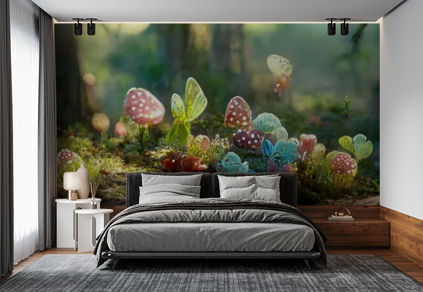 پوستر دیواری سه بعدی فانتزی اتاق خواب طرح جنگل طلسم شده