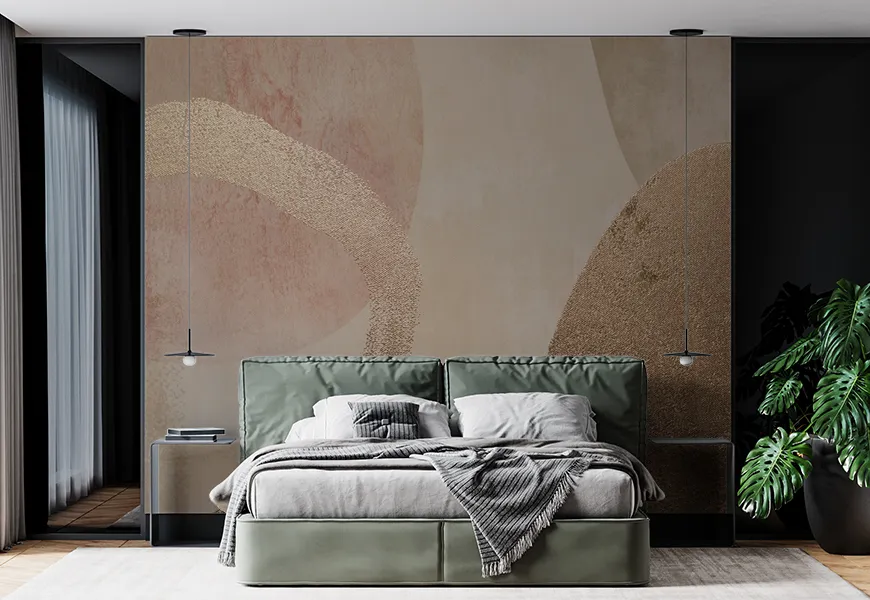 کاغذ دیواری ساده و شیک اتاق خواب طرح انتزاعی