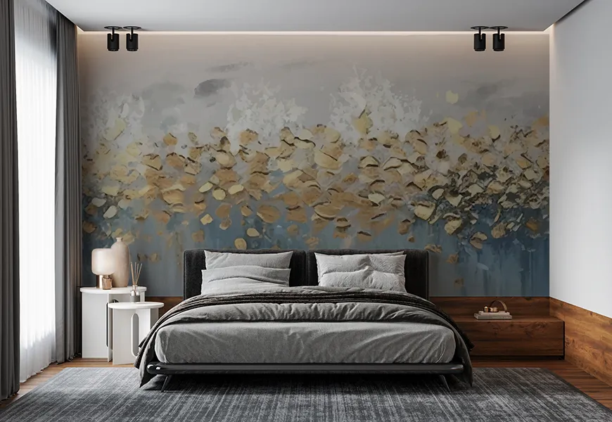 پوستر ساده و شیک اتاق خواب طرح بافت طلایی
