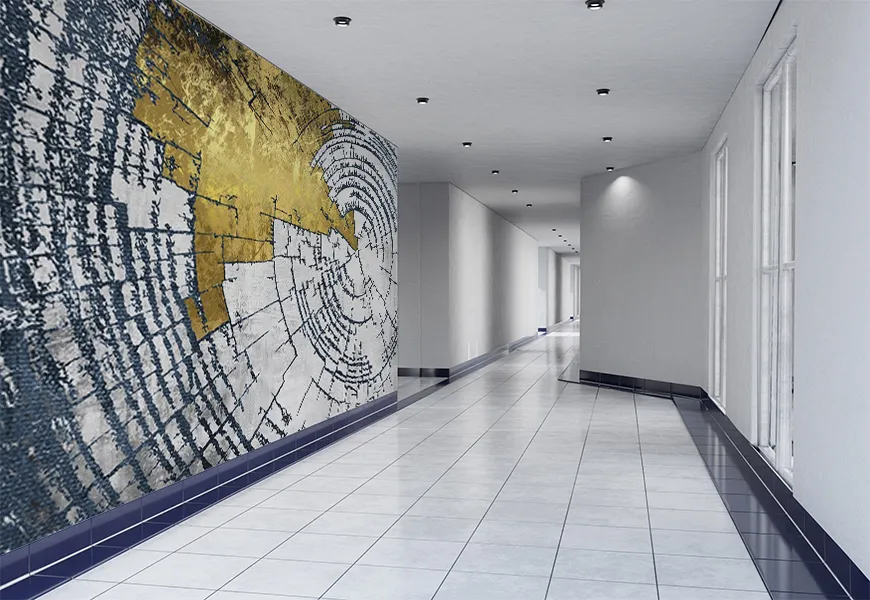 پوستر دیواری سه بعدی مدرن ساده و شیک طرح هنری طلایی