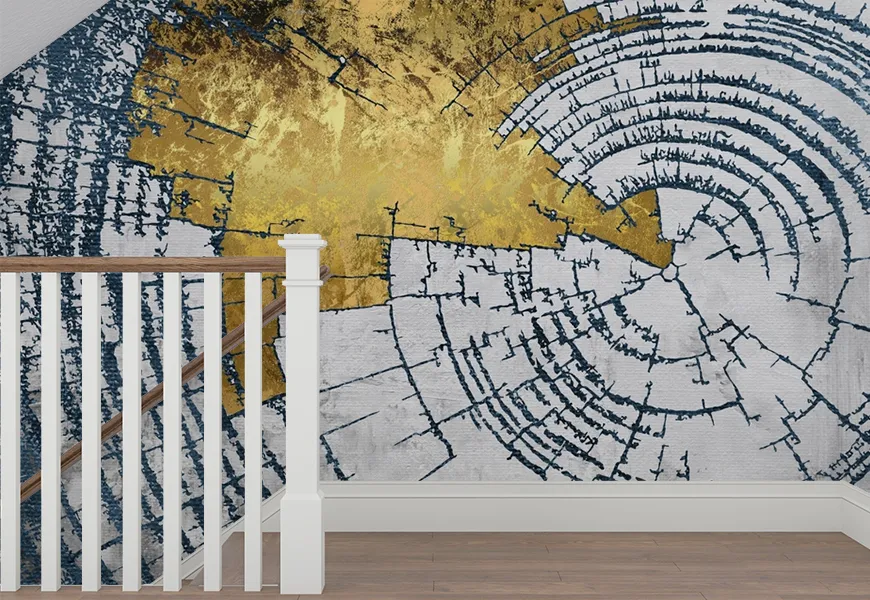پوستر مدرن ساده و شیک راه پله طرح هنری طلایی