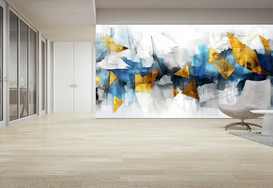 کاغذ دیواری 3 بعدی فانتزی طرح هندسی با زمینه پتینه