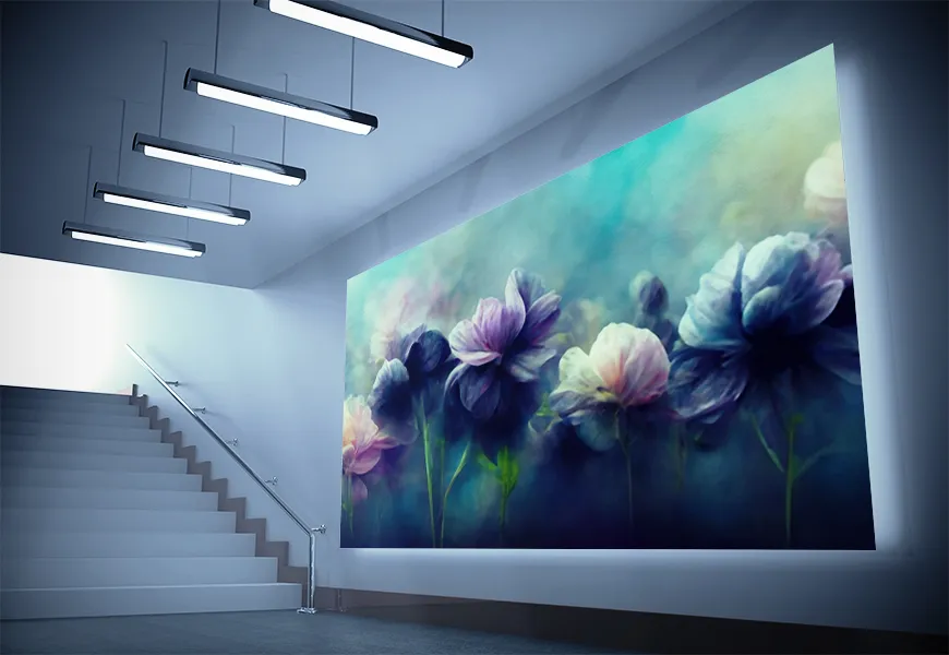 کاغذ دیواری سه بعدی طرح گلهای فانتزی