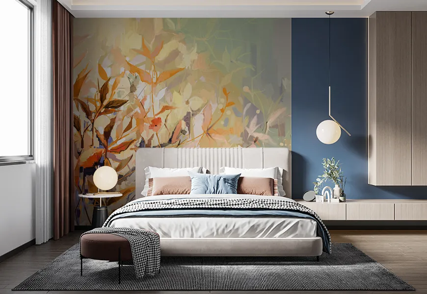 پوستر پاییز اتاق خواب طرح نقاشی روغنی گل