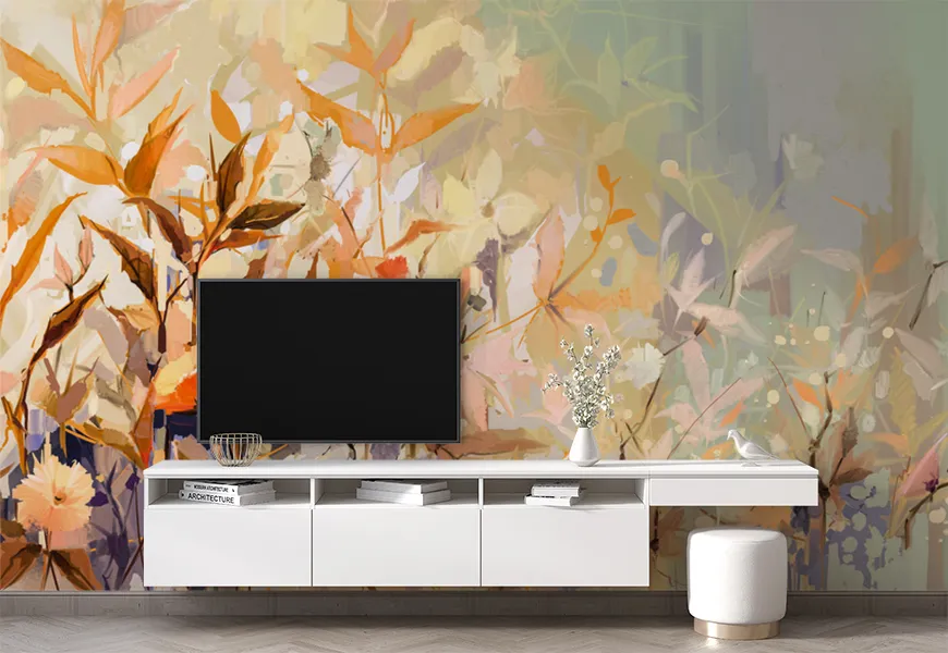 پوستر پاییز طرح نقاشی روغنی گل