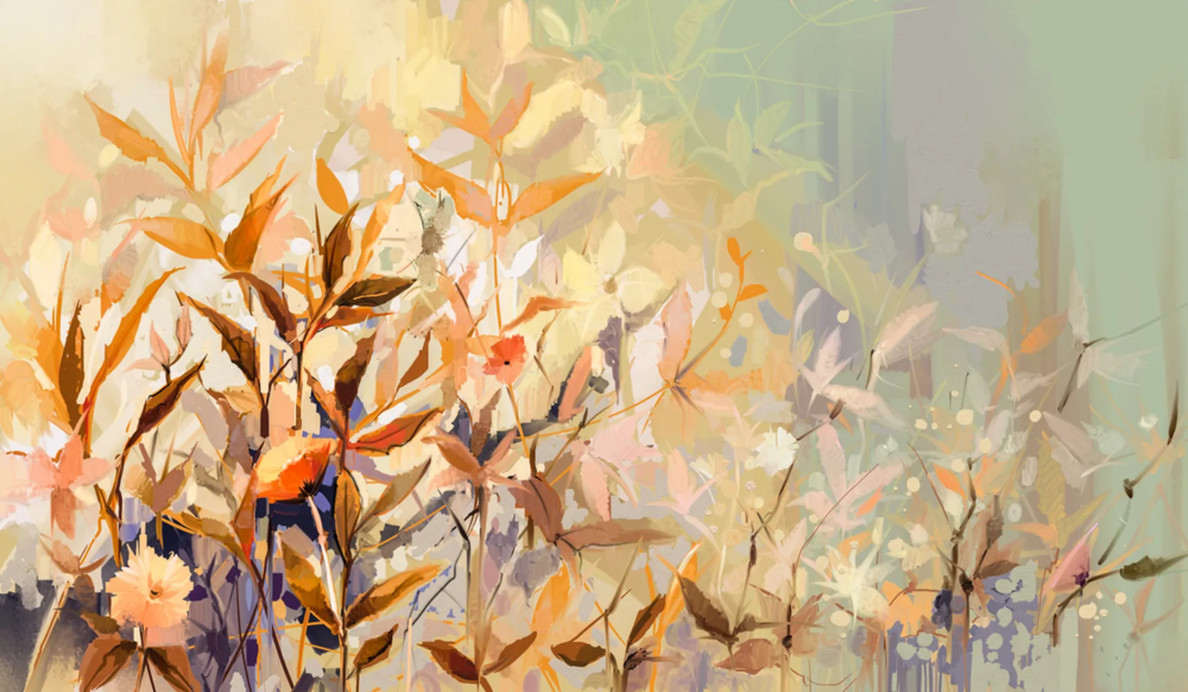 پوستر پاییز طرح نقاشی روغنی گل